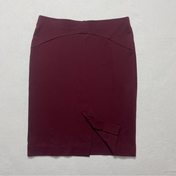 Ann Taylor Factory Pencil Skirt Size Medium Burgundy Wine Elastic Waist Stretchy - Picture 15 of 15